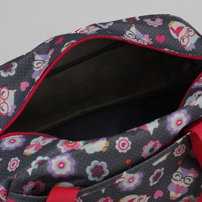 Сумка спортивная "Совы в очках", 1 отдел на молнии, наружный карман, цвет серый