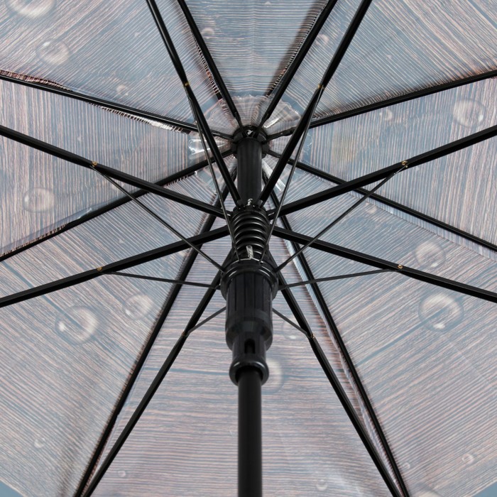 Зонт-трость "Кленовые листья", полуавтоматический, R=48см, цвет коричневый, ручка оранжевая