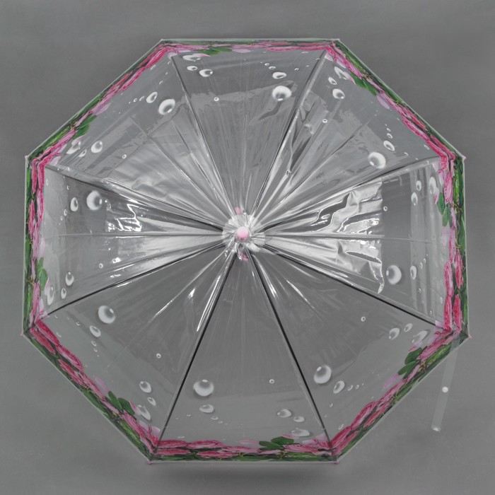 Зонт-трость "Цветы Розы", полуавтоматический, R=42см, цвет розовый