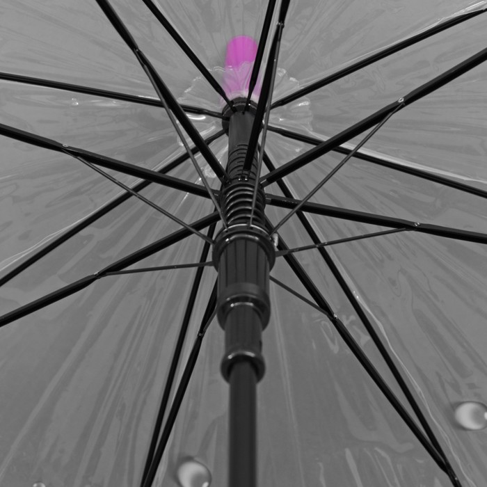 Зонт-трость "Цветы Тюльпаны", полуавтоматический, R=42см, цвет розовый/прозрачный