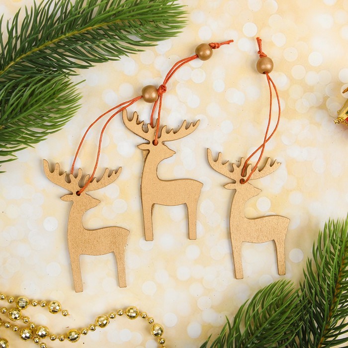 Подвеска новогодняя "Золотые олени", набор 3 шт.