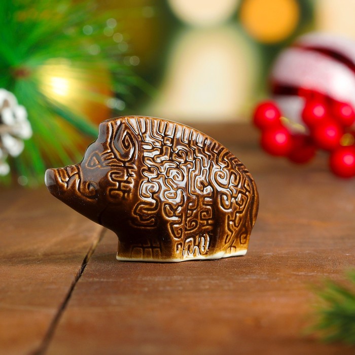 Сувенир "Кабан Грека" фарфор, 4х7 см, коричневый