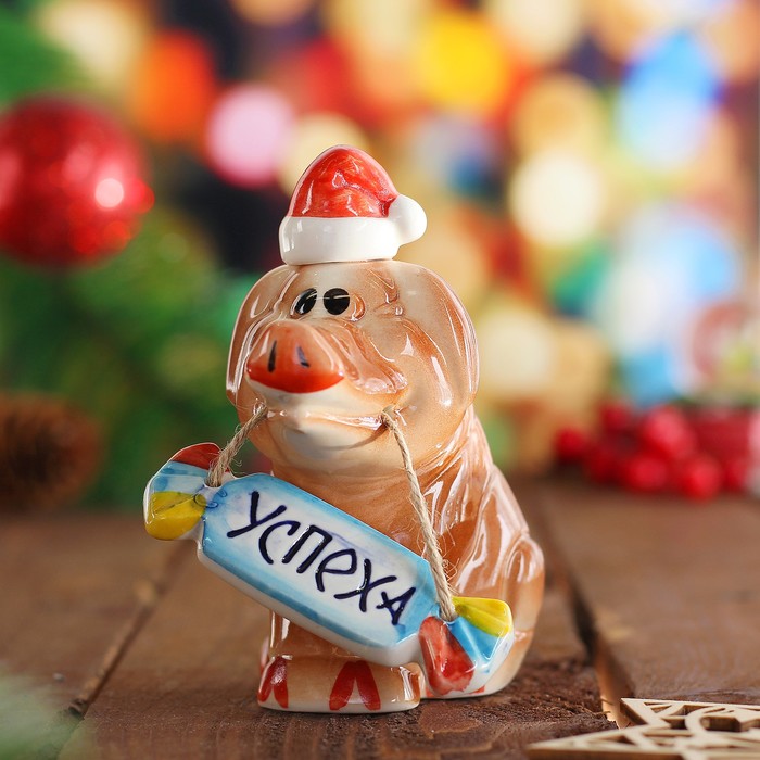 Сувенир "Хрюн новогодний Успеха" фарфор, 10 см