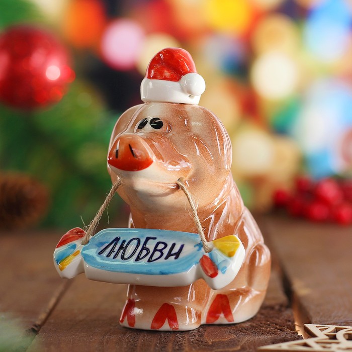 Сувенир "Хрюн новогодний Любви" фарфор, 10 см