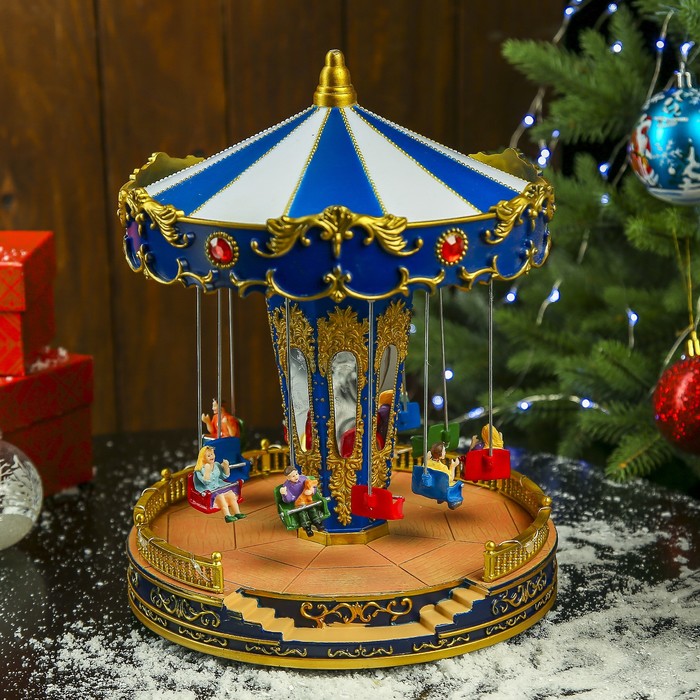 Сувенир полистоун музыкальный, световой "Карусель - Вихрь" вращается 27х21х21 см