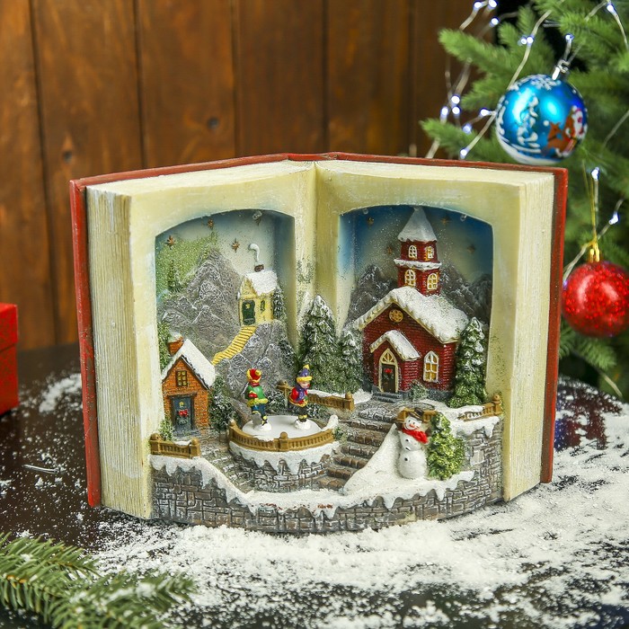Сувенир полистоун музыкальный, световой "Зимние сказки" вращается 19,5х28х12,5 см