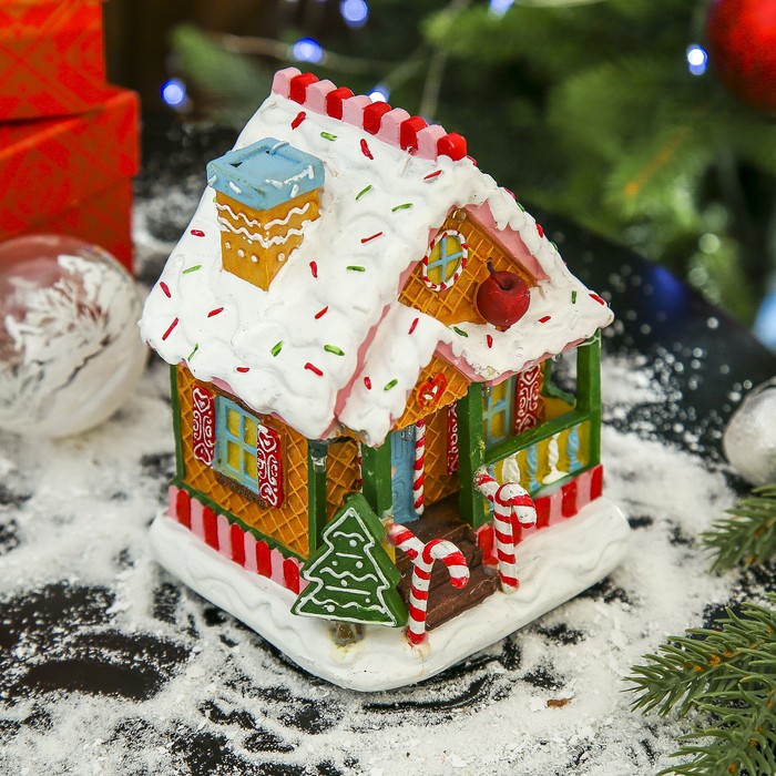 Сувенир полистоун световой "Пряничный домик" 13х10,5х10 см