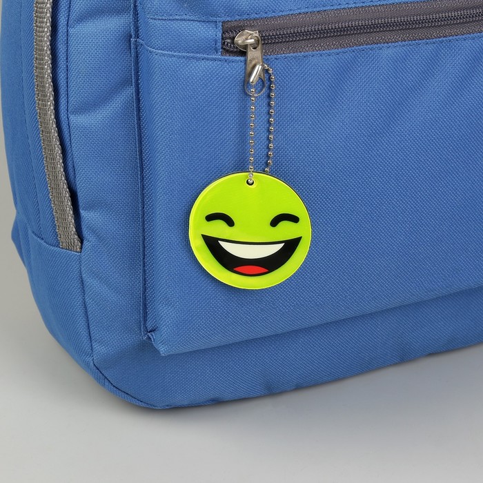 Светоотражающий элемент "Смайлик, смех", двусторонний, d=5,3см, на цепочке