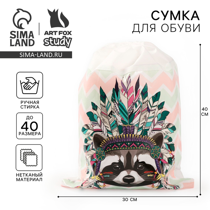 Мешок для обуви "Енот", 26 х 37,5 см