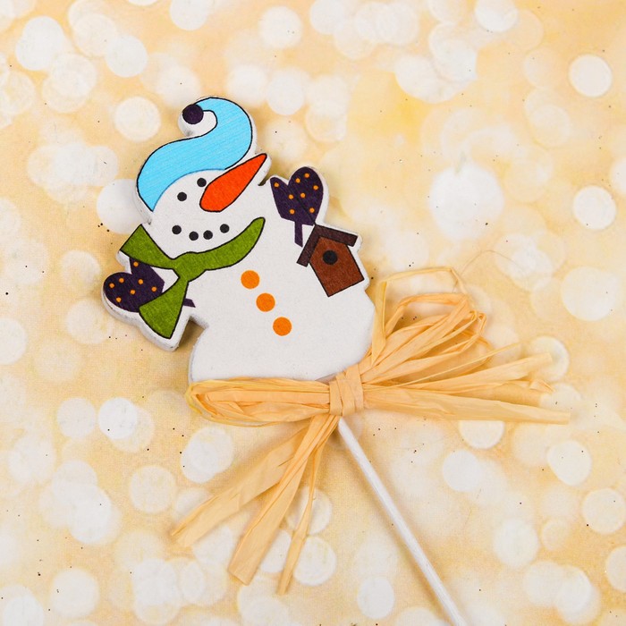 Декор на палочке "Снеговичок"