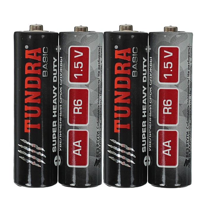 Батарейка Солевая TUNDRA, SUPER HEAVY DUTY AA, 4 шт, блистер