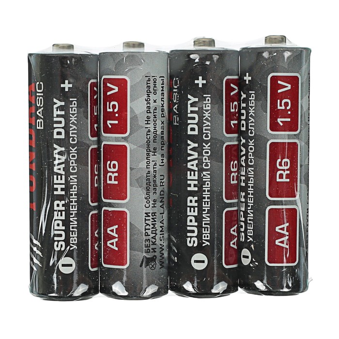 Батарейка Солевая TUNDRA, SUPER HEAVY DUTY AA, 4 шт, спайка