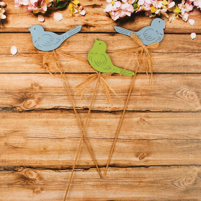 Декор на палочке "Птичка", МИКС