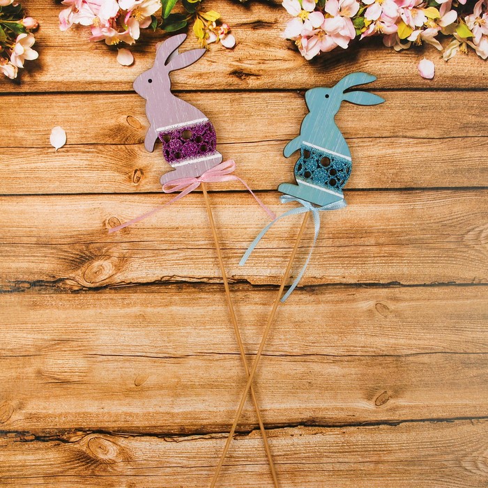 Декор на палочке "Зайчик", МИКС