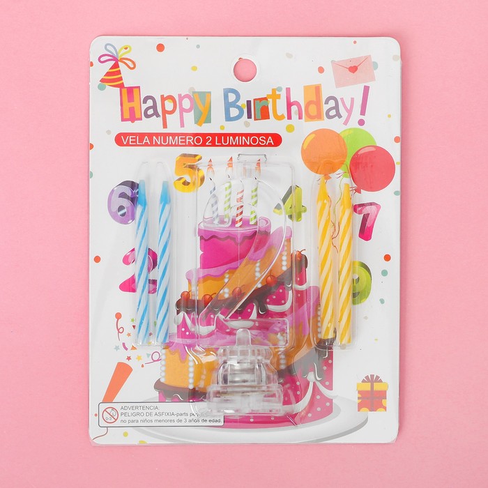 Свеча светодиодная "Цифра 2", со свечками