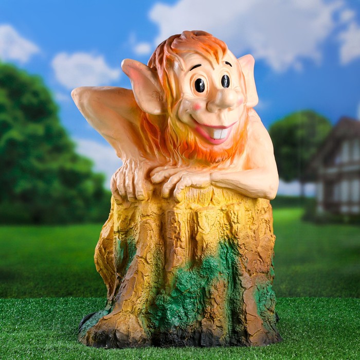 Садовая фигура "Леший на пне" 49х46х53см