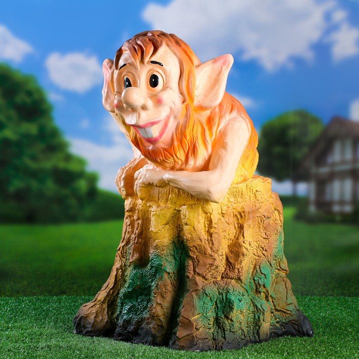 Садовая фигура "Леший на пне" 49х46х53см