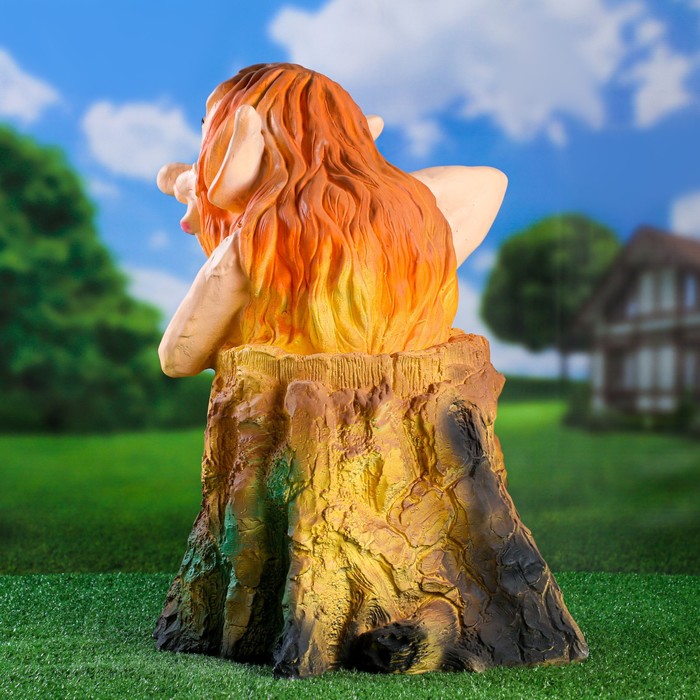 Садовая фигура "Леший на пне" 49х46х53см