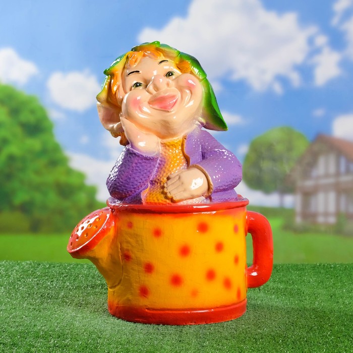 Садовая фигура "Тролль в лейке" 38х26х48см МИКС