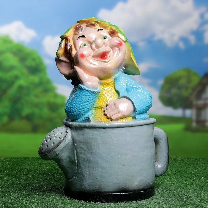 Садовая фигура "Тролль в лейке" 38х26х48см МИКС