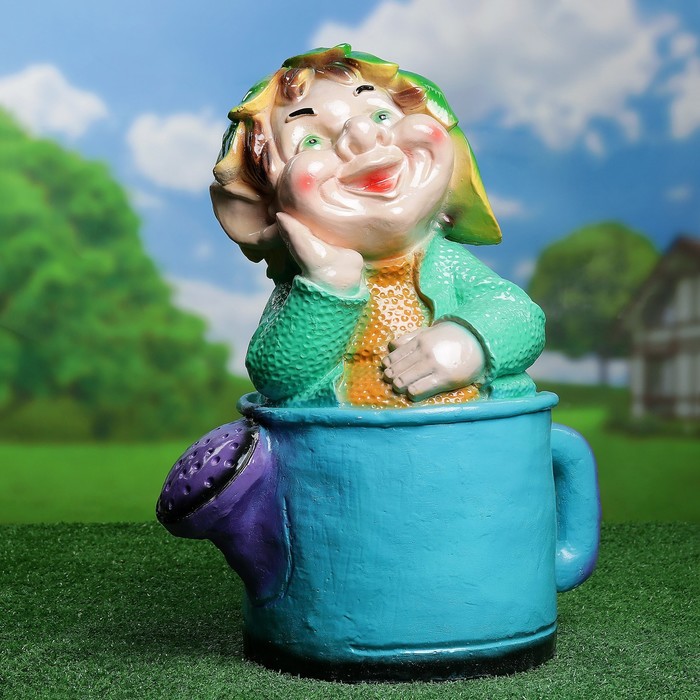 Садовая фигура "Тролль в лейке" 38х26х48см МИКС