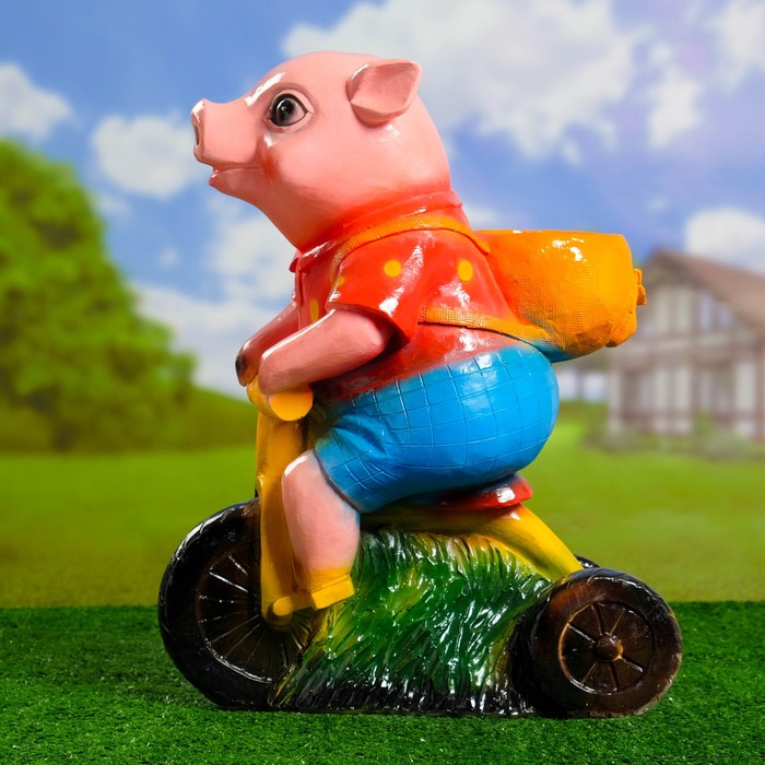 Фигурное кашпо "Свинка на велосипеде" 24х40х51см