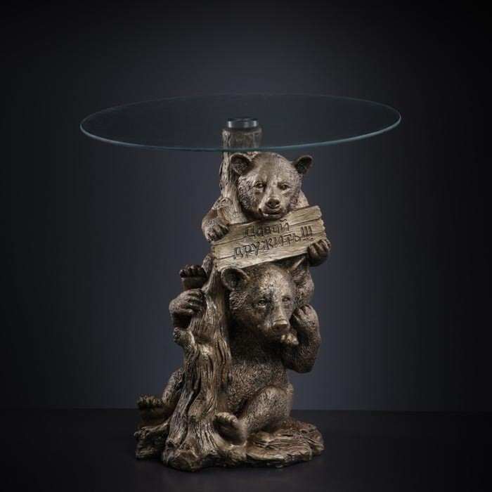 Стол "Медведи" 50х27х55см, полистоун бронза