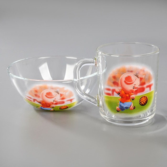 Набор для завтрака "Прикольные поросята", 2 предмета: салатник, кружка, рисунок МИКС