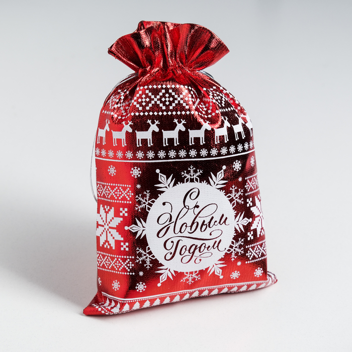 Мешочек подарочный парча «С Новым Годом», 16 х 24см