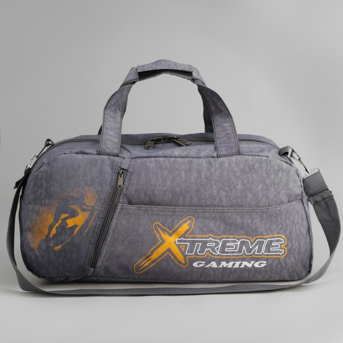 Сумка спортивная, отдел на молнии, 2 наружных кармана, длинный ремень, цвет серый