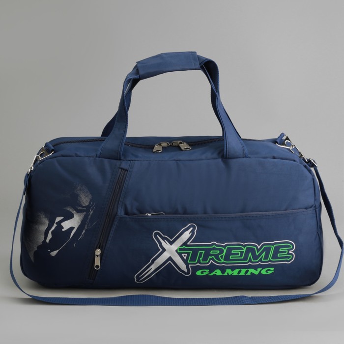 Сумка спортивная, отдел на молнии, 2 наружных кармана, длинный ремень, цвет синий