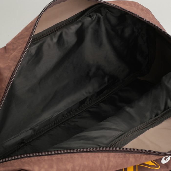 Сумка спортивная, отдел на молнии, 2 наружных кармана, длинный ремень, цвет коричневый