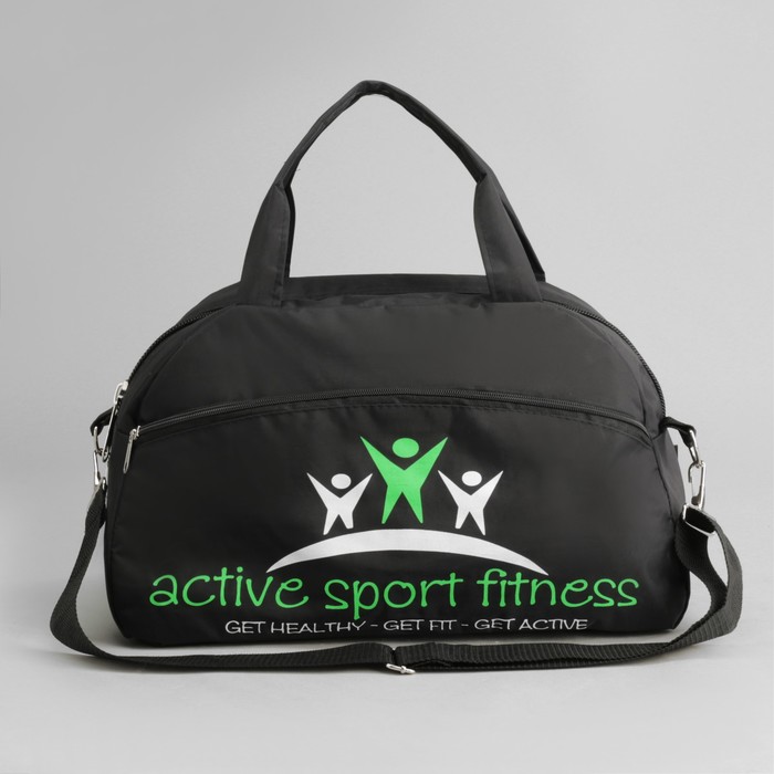 Сумка спортивная, отдел на молнии, наружный карман, цвет чёрный/зелёный