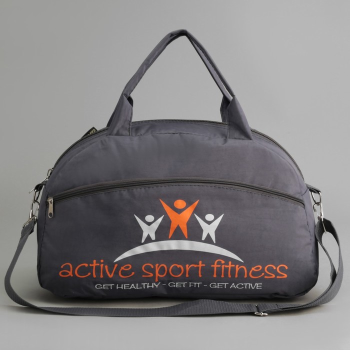 Сумка спортивная, отдел на молнии, наружный карман, цвет серый/рыжий