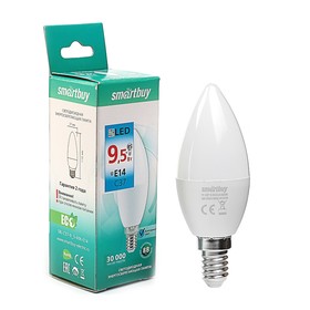 Лампа светодиодная Smartbuy, C37, Е14, 9.5 Вт, 6000 К, холодный белый свет