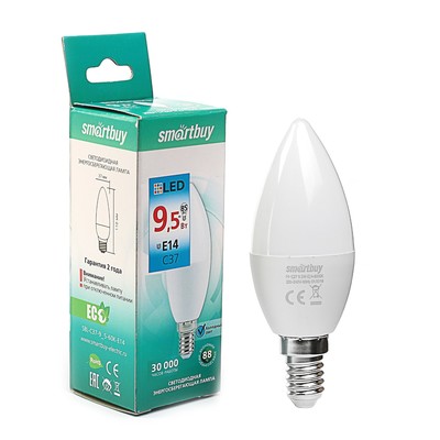Лампа светодиодная Smartbuy, Е14, C37, 9-5 Вт, 6000 К, холодный белый свет