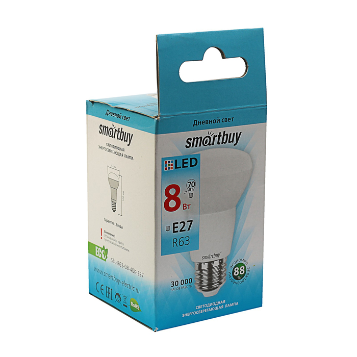 Лампа светодиодная Smartbuy, R63, Е27, 8 Вт, 4000 К