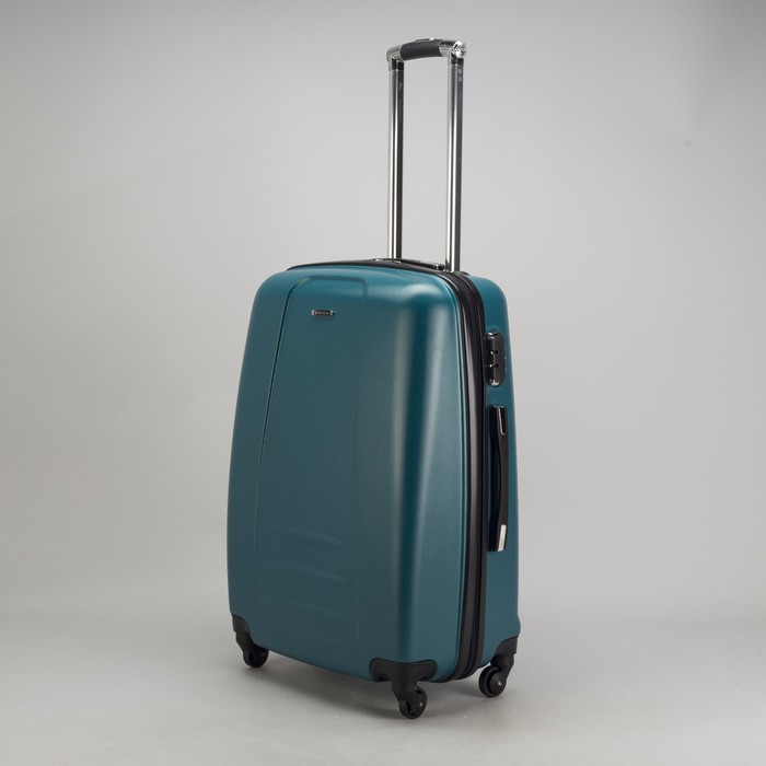 Чемодан средний 24", отдел на молнии, кодовый замок, 4 колеса, цвет металл/зелёный