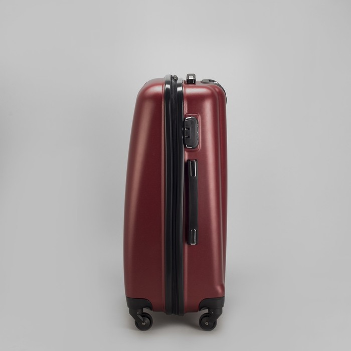 Чемодан средний 24", отдел на молнии, кодовый замок, 4 колеса, цвет металл/бордовый
