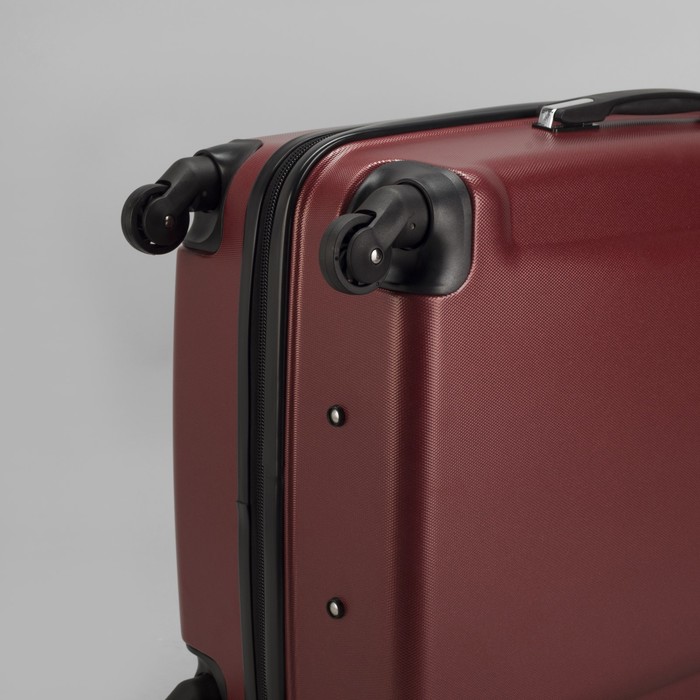 Чемодан средний 24", отдел на молнии, кодовый замок, 4 колеса, цвет металл/бордовый