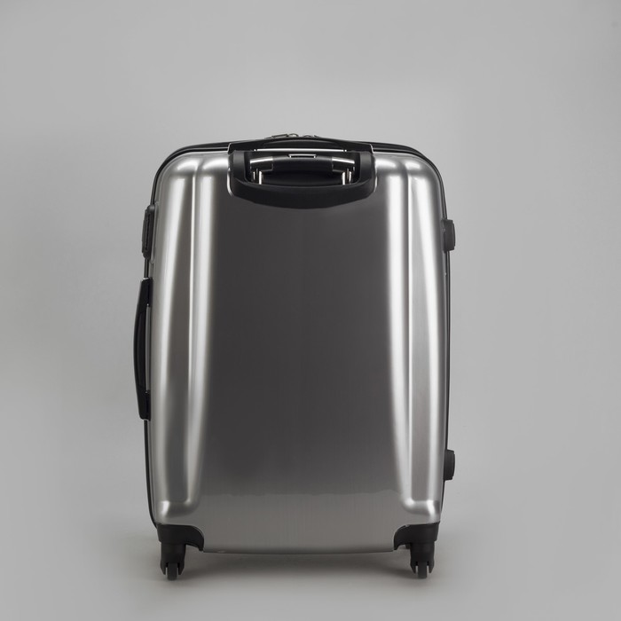 Чемодан средний 24", отдел на молнии, кодовый замок, 4 колеса, цвет серебристый