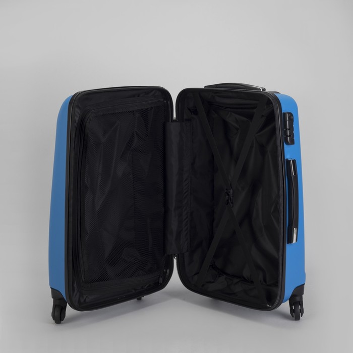 Чемодан малый 22", отдел на молнии, кодовый замок, 4 колеса, цвет голубой