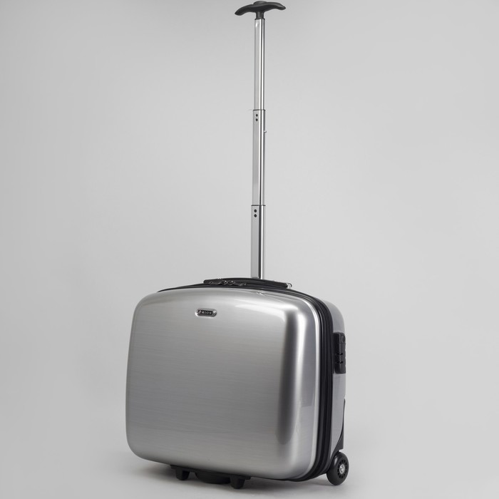 Чемодан мини 15", отдел на молнии, кодовый замок, 2 колеса, цвет серебристый