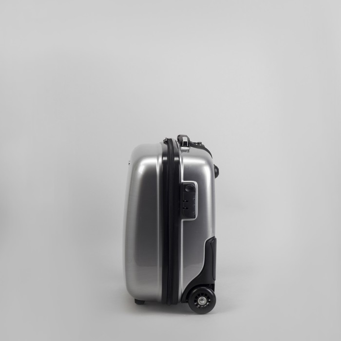 Чемодан мини 15", отдел на молнии, кодовый замок, 2 колеса, цвет серебристый