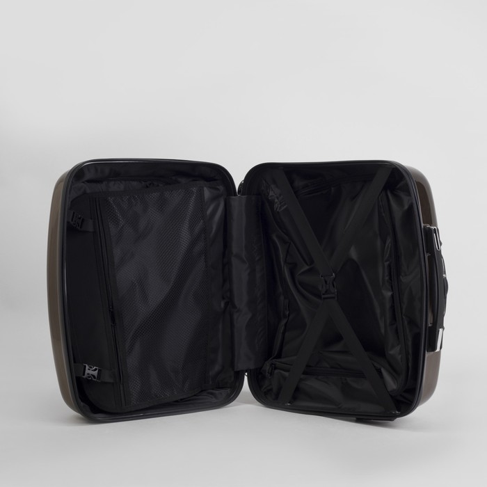 Чемодан мини 15", отдел на молнии, кодовый замок, 2 колеса, цвет янтарный