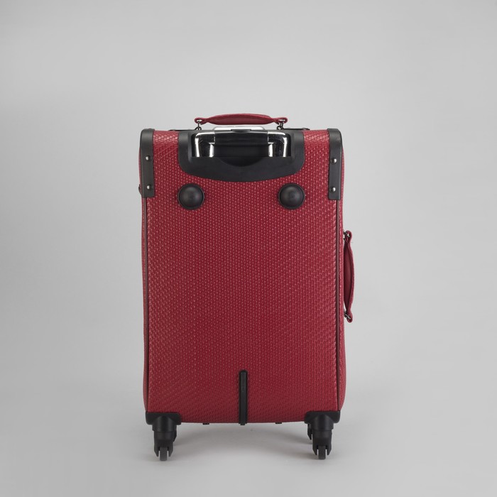 Чемодан малый 22", отдел на молнии, кодовый замок, 4 колеса, плетёнка, цвет красный