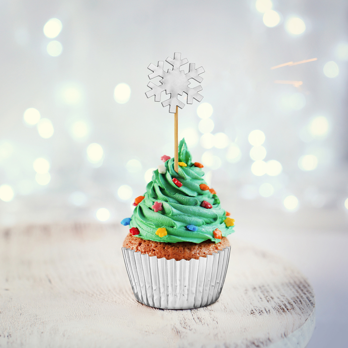 Набор для украшения кексов "Серебро" (набор 12 формочек+12 шпажек)