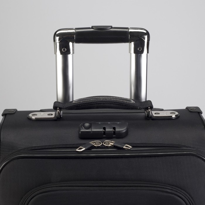 Чемодан малый 22", отдел на молнии, с расширением, 2 наружных кармана, кодовый замок, 2 колеса, цвет чёрный