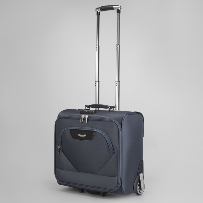 Чемодан мини 16", отдел на молнии, наружный карман, кодовый замок, 2 колеса, цвет серый