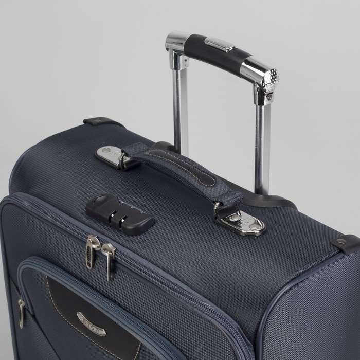 Чемодан мини 16", отдел на молнии, наружный карман, кодовый замок, 2 колеса, цвет серый